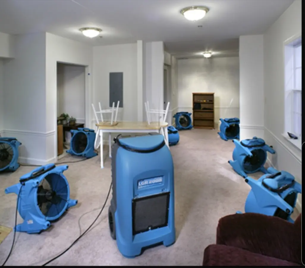 Air movers and dehumidifier setup for Water Damage Restoration in Silverthorne