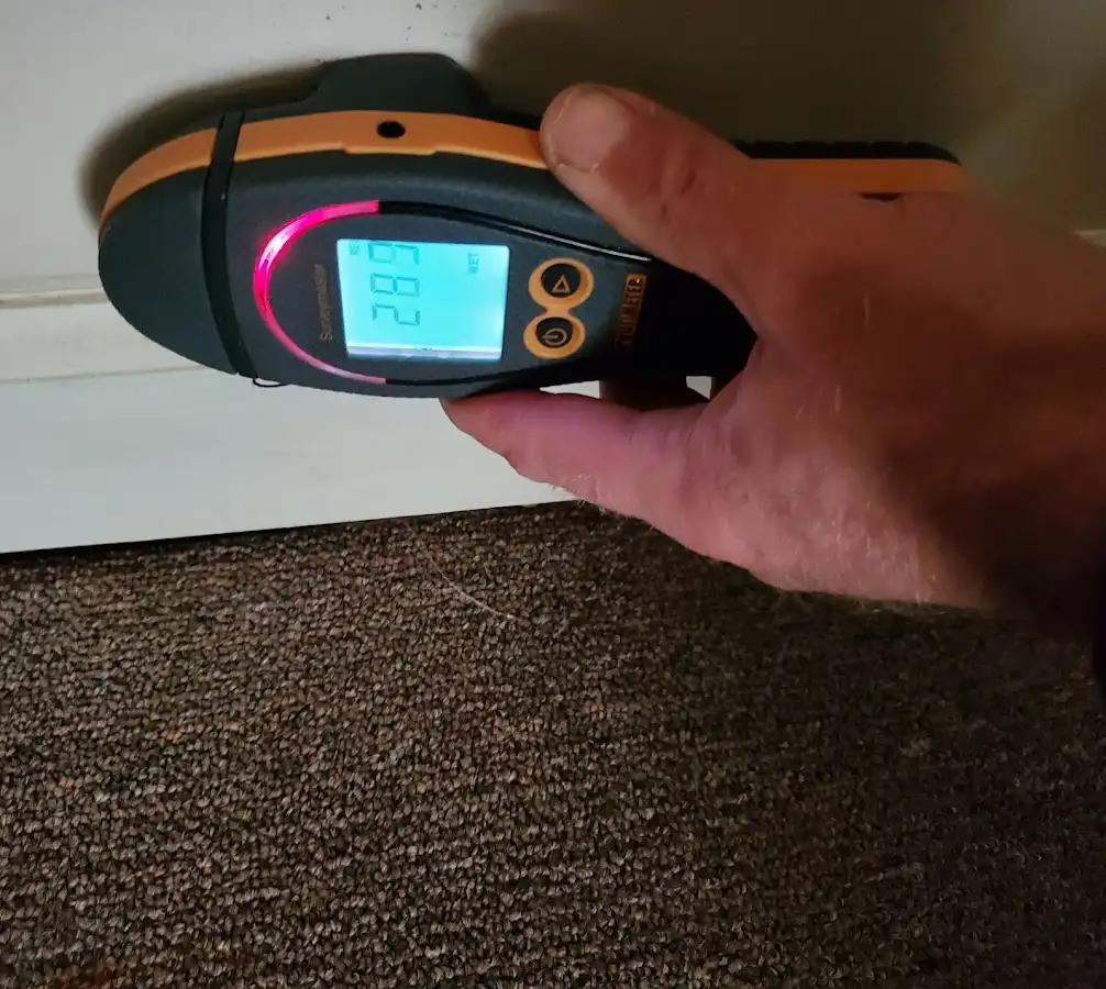 Moisture detection at baseboard during Burst Pipe Cleanup in Silverthorne